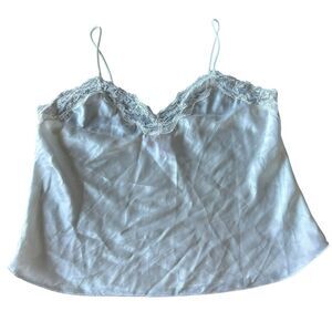 Vintage La‎ Mouette Women’s M Lace Trim Camisole Tank Cream White Satin Coquette